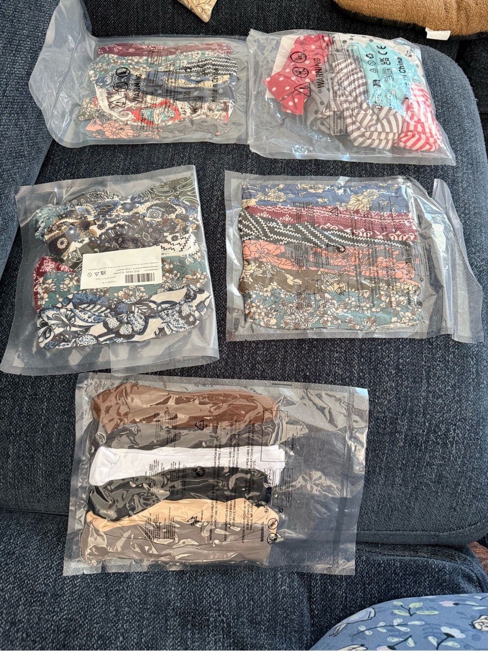 NWT Women's Boho Print & Solid Headbands Set (Lot of 5 NIP 6-packs)